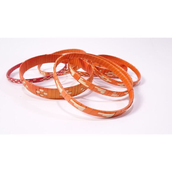 Anthropologie Women's Aztec Paper Woven Stacked Bangle bracelet Set NWOT 58 - Picture 7 of 7